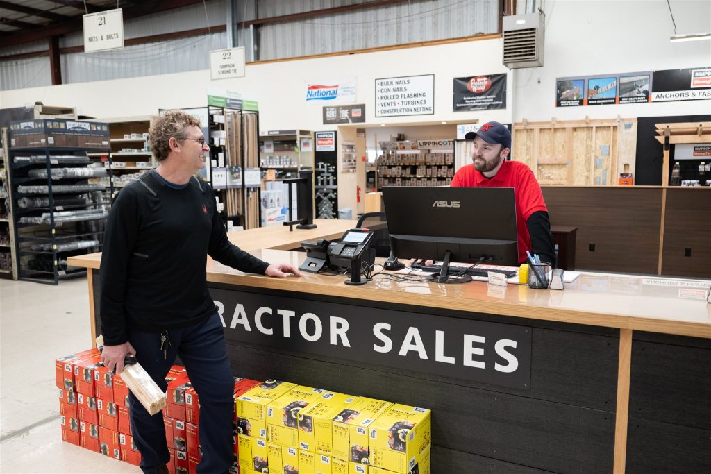 helping customer in contractor sales department